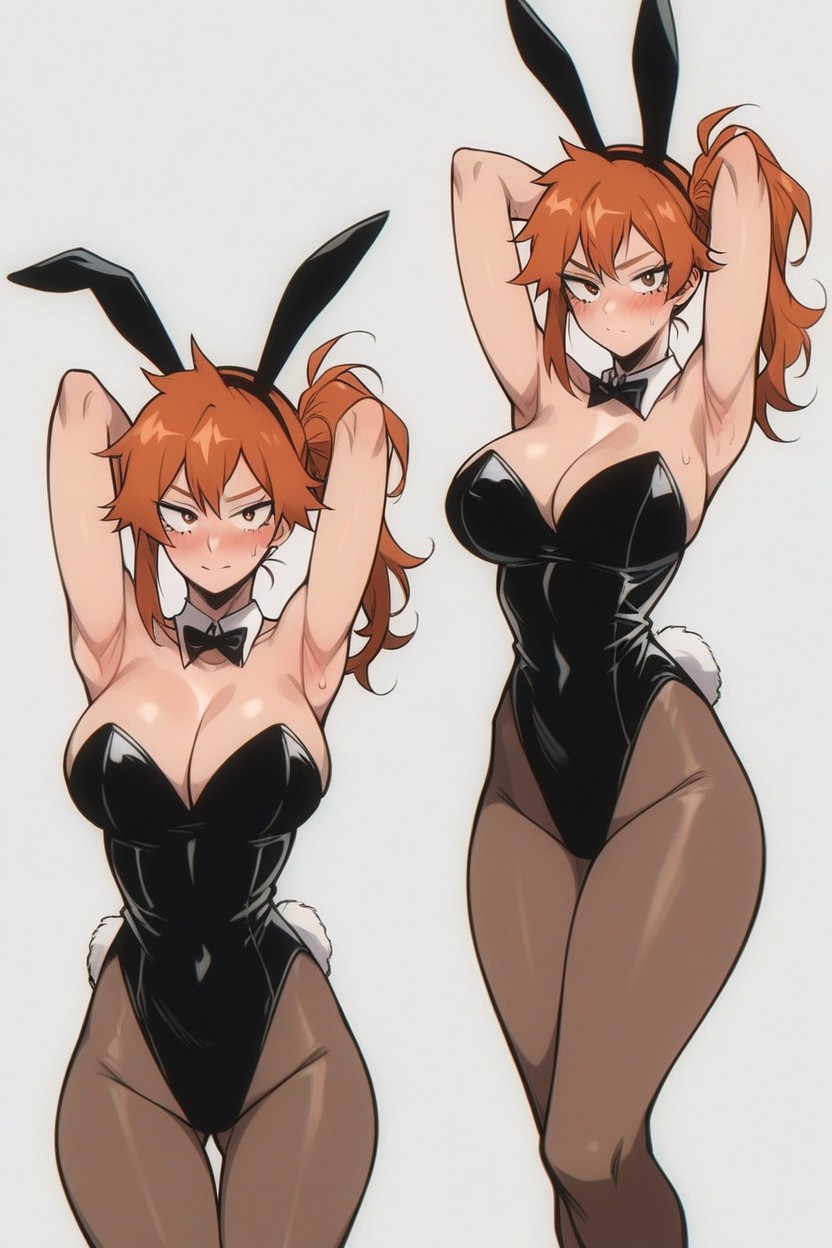 Standing, Wide Hips, Orange Hair Hentai AI Porn