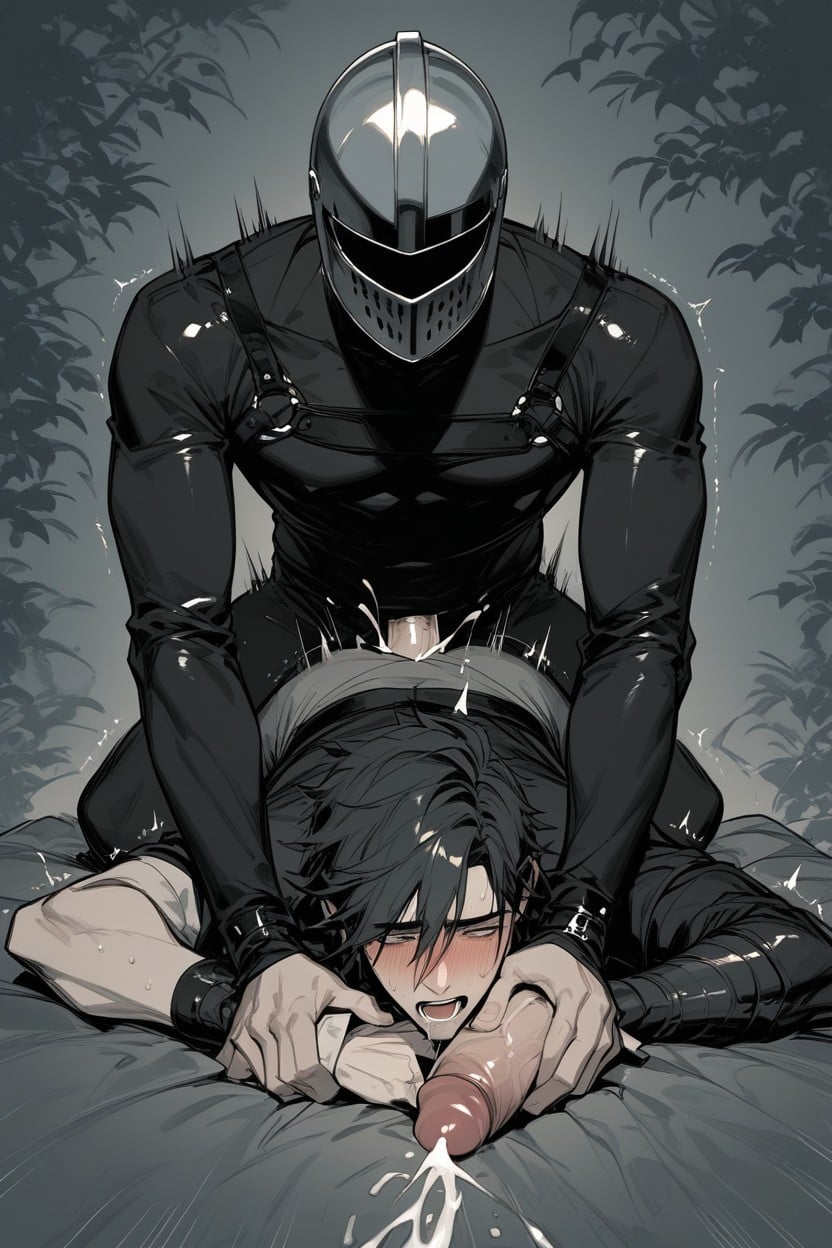 Effect Lines, Black-haired Man Being Fucked From Behind, Handsome AI Gay Porn
