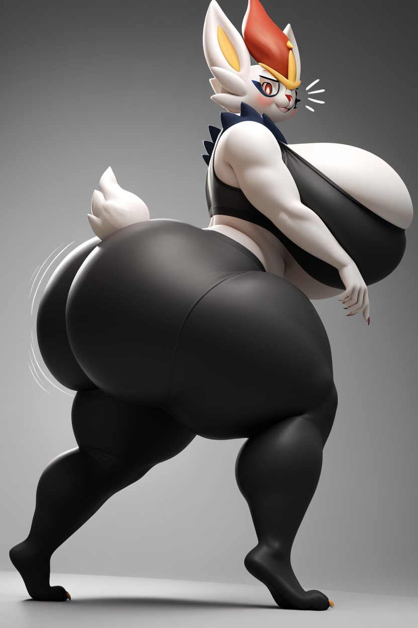 Only Two Boobs Hidden Behind Boobs, Eyes Looking At Viewer, Rabbit Paws Furry AI Porn