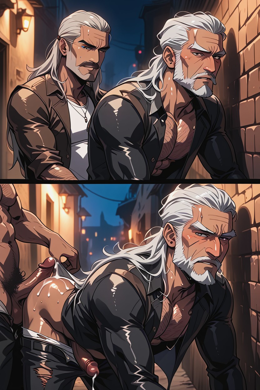 Angular Jawline, Extreme Realist Details, Several Panels AI Gay Porn