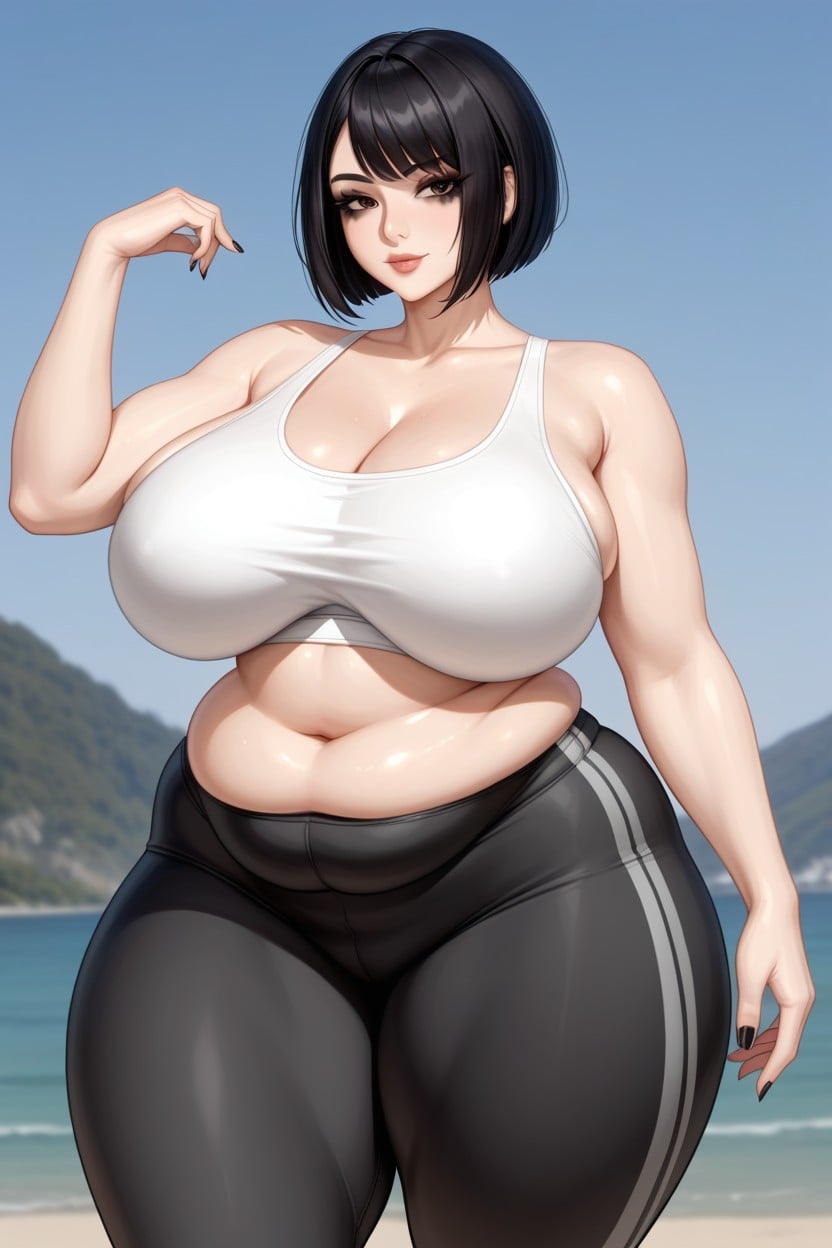 Big Nose, Smoky Eye, Huge Cleavage Hentai AI Porn