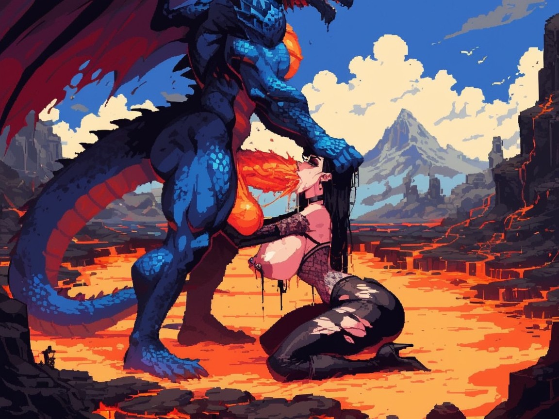 Extremely Huge Black Dragon, One Male And One Female, Rolling Eyes AI Porn