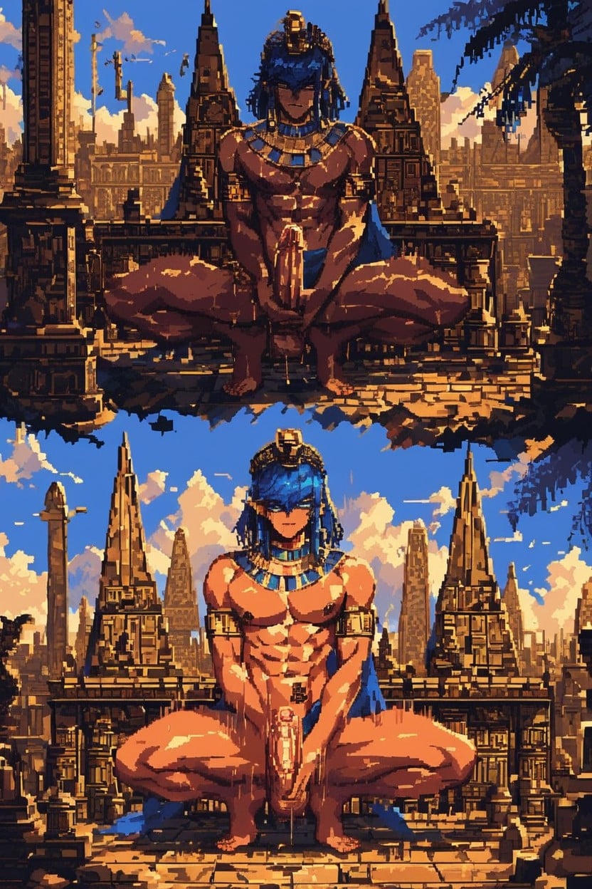 Grinning, Blue Hair, Shoulders AI Gay Porn