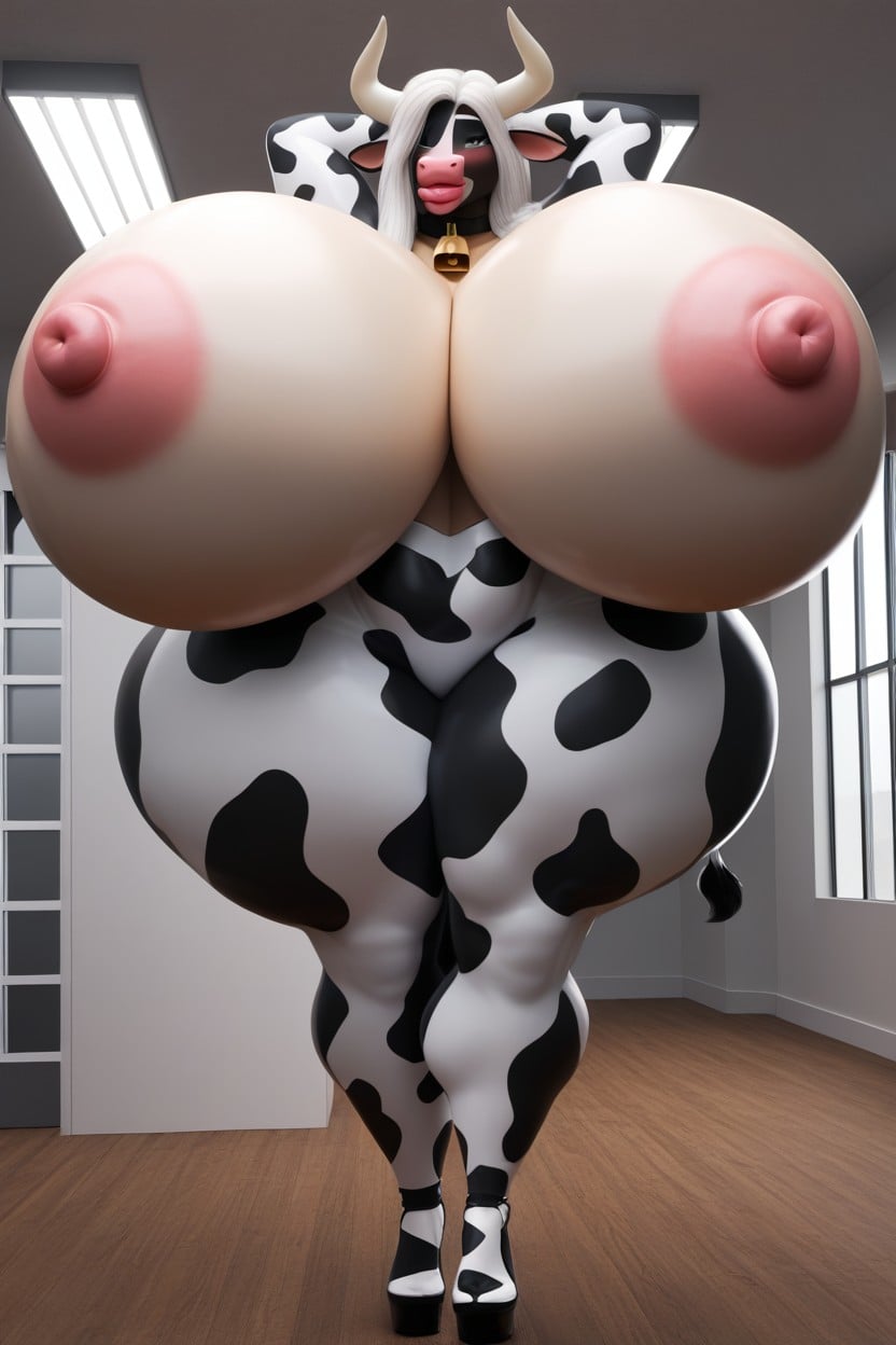 Cow, Multiple Cows, Colossal Breasts Furry AI Porn