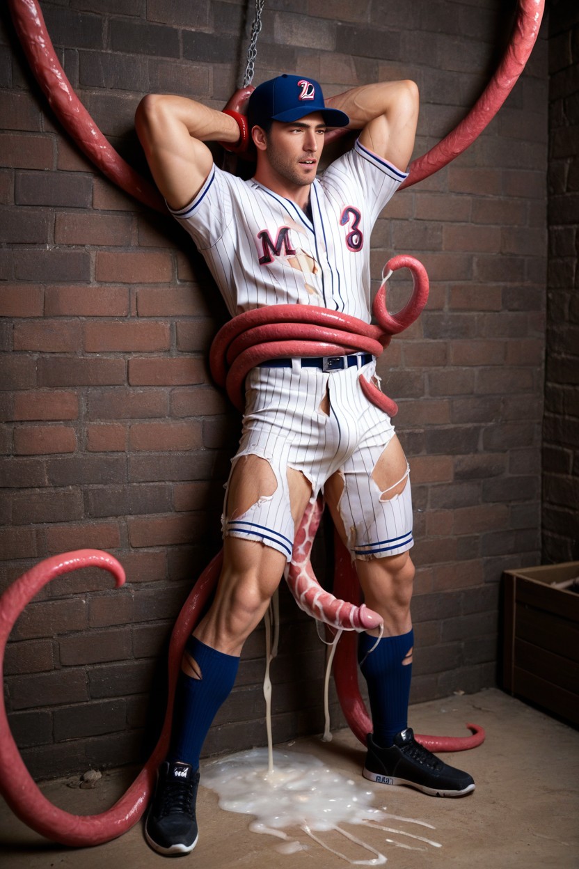 Ashamed, Baseball Uniform, Tentacles Attack AI Gay Porn