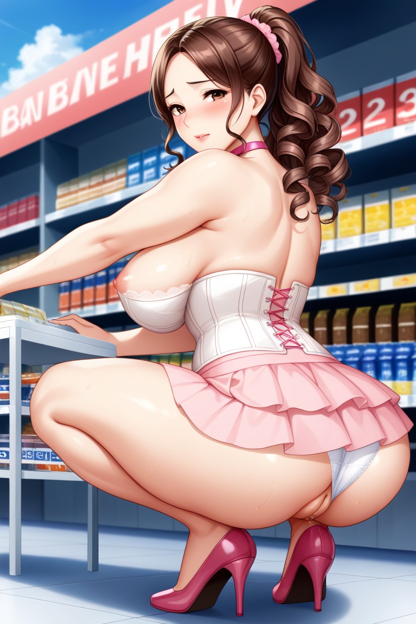 Embarrassed, Corset, Side View Hentai AI Porn