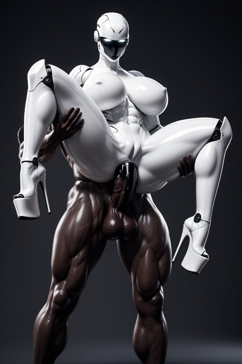 Platform Heels, Muscular Arms, Robot Woman Porno IA transsexuelle