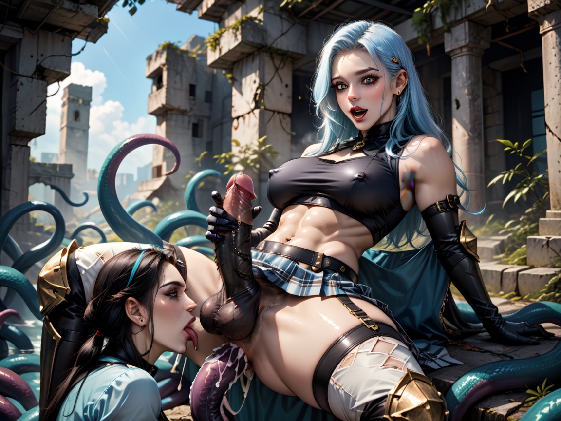 Masturbating, Futanari, Cock Jewelry Hentai AI Porn
