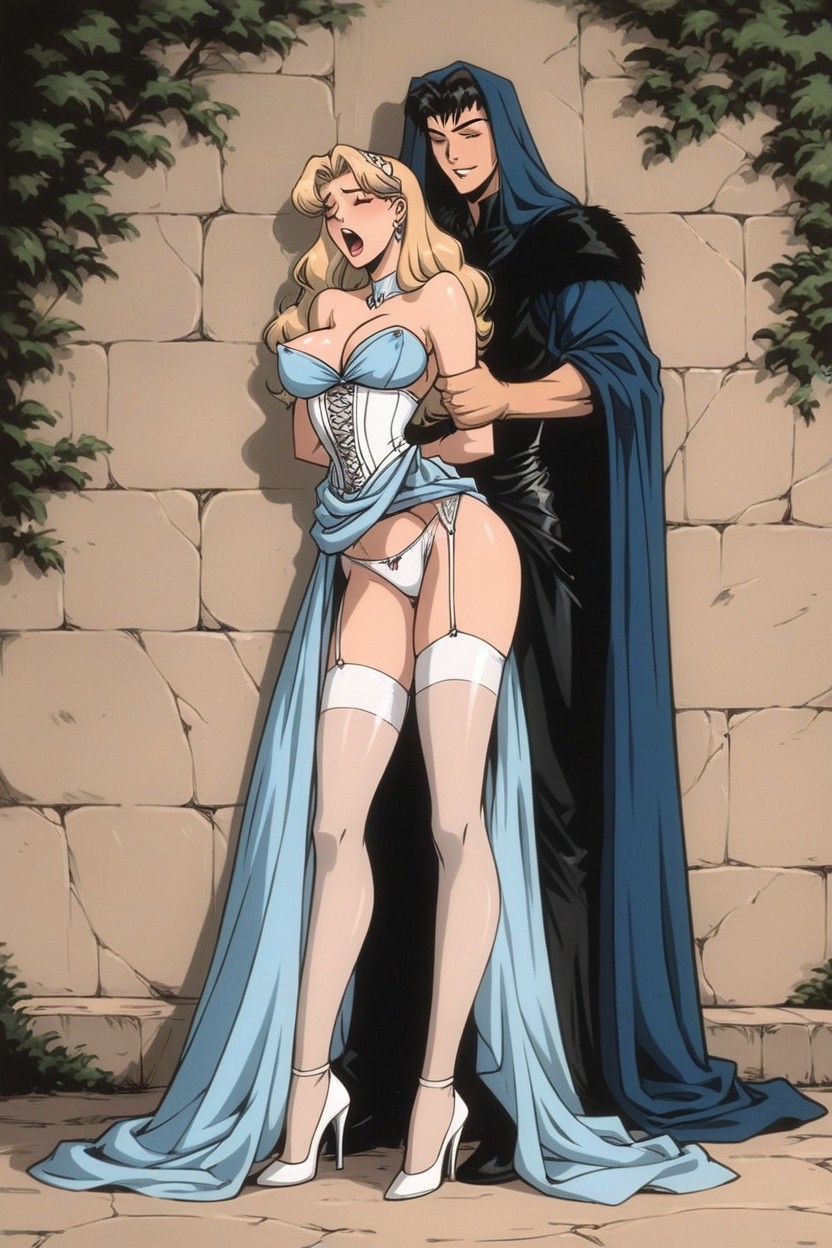 High Heel Shoes, Medium Breasts, Corset Dress AI Porn