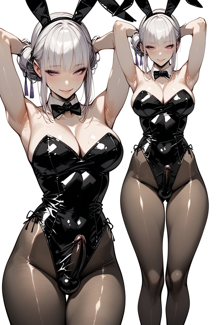 Waist Shot, Erect Penis Under Clothes, Black Bunny Costume Porno shemale IA