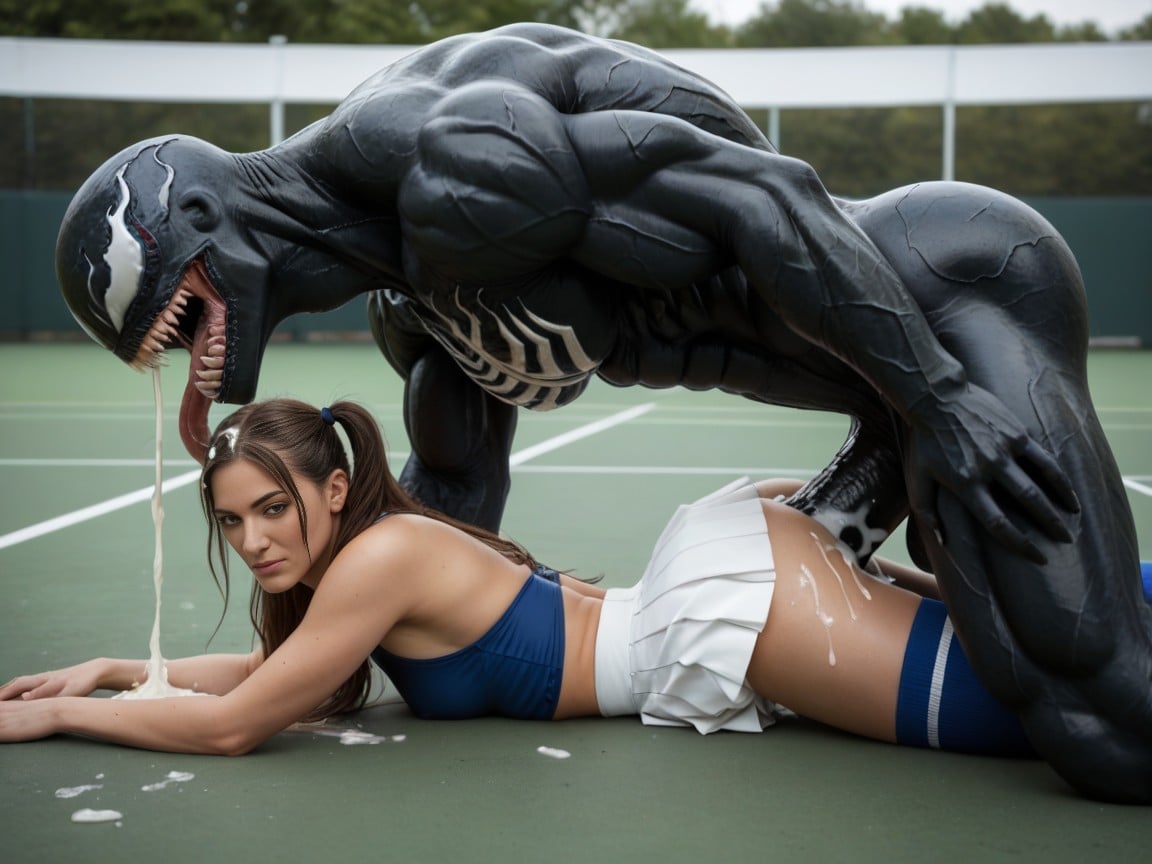 Side View, Cm Diameter Ultra Hyper Massive Black Veiny Cock In Ass, Brunette In Twintails AI Porn