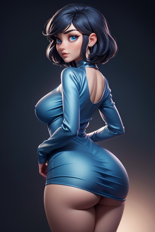Blue Eyes, Fully Exposed Thighs, Very Thick Thighs Hentai AI Porn