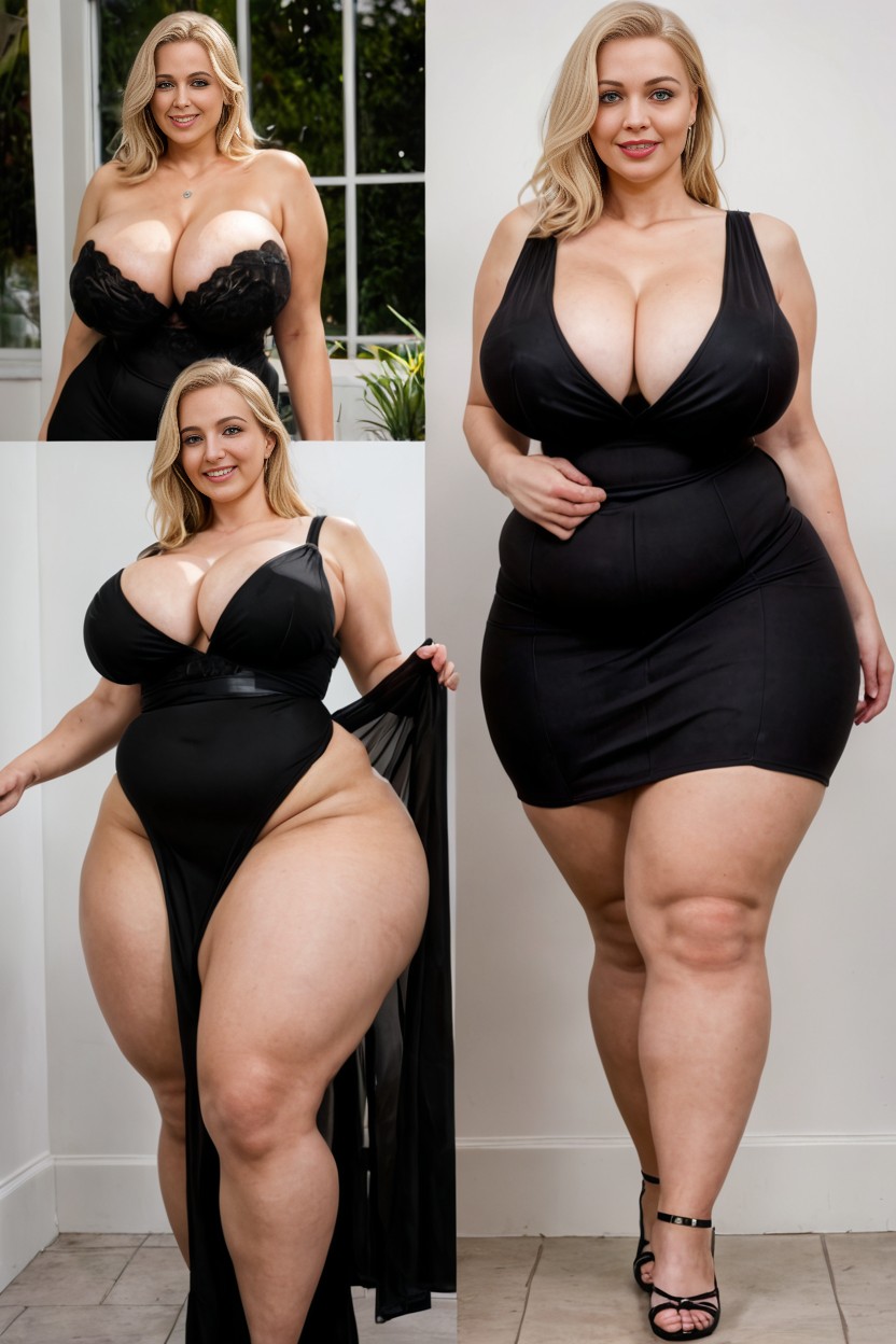 Chubby Waist, Extremely Large Ass, Multiple Panels Within Image AI Porn