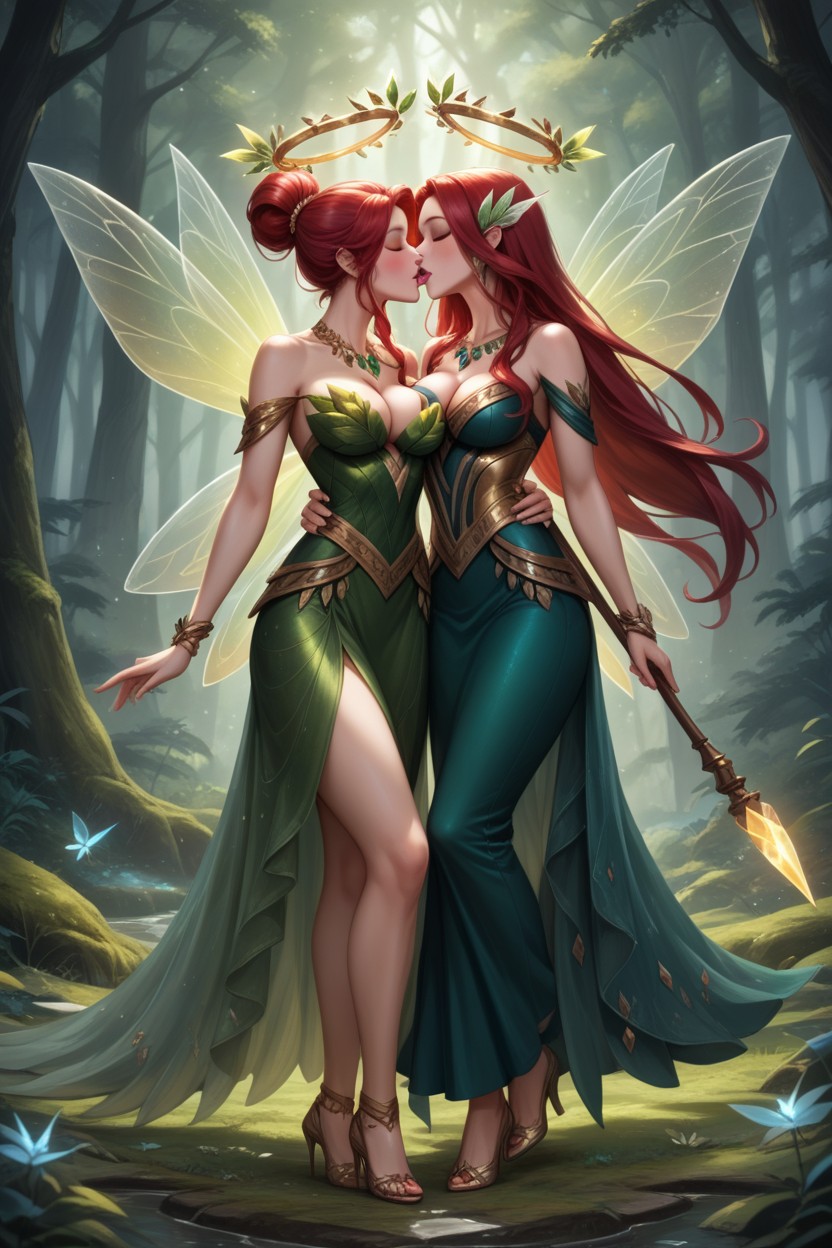 Red Hairs, Natural Breast, Lesbian Hentai AI Porn