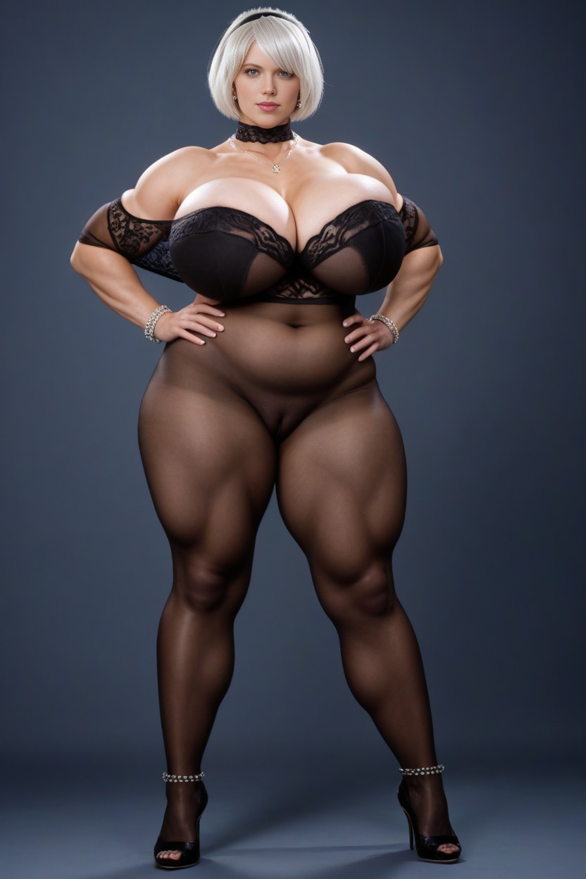 Hyper Big Swollen Vulva, Off-shoulder, Stiletto Heels AI Porn