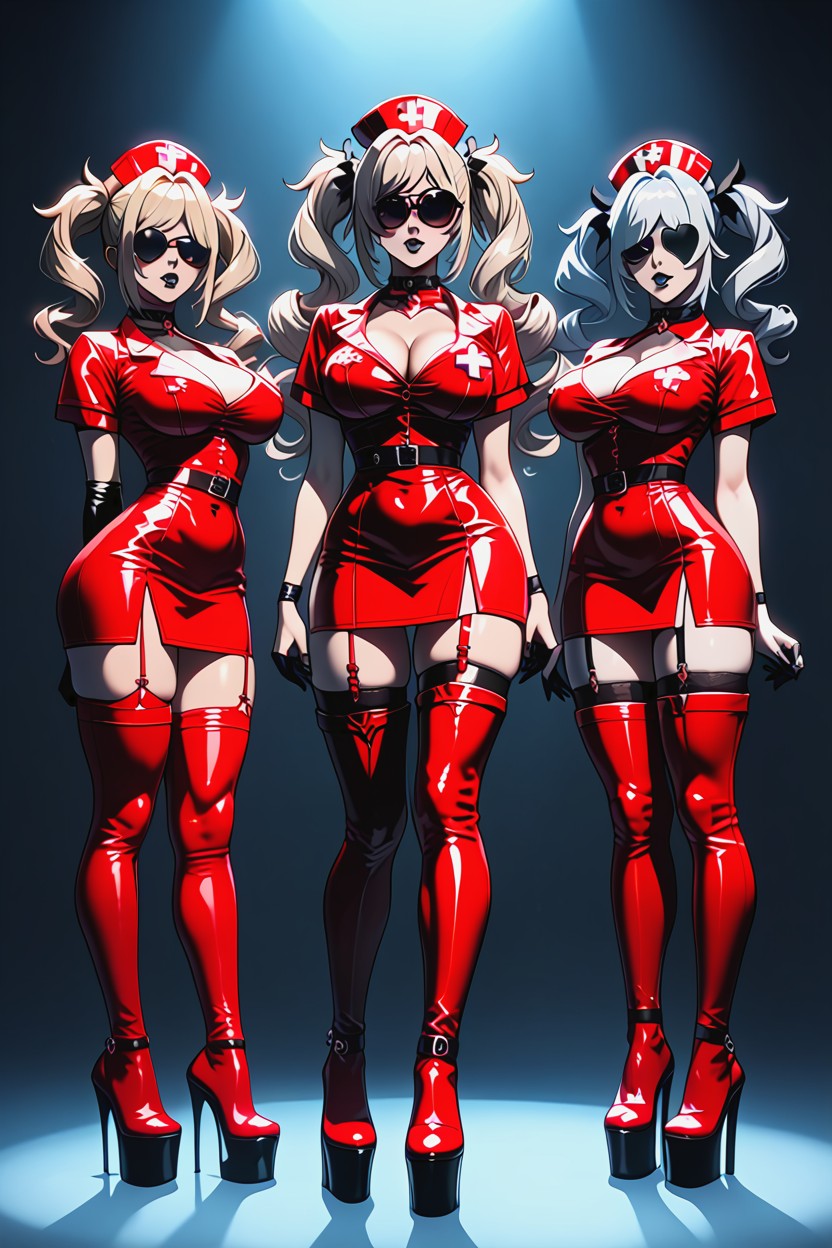 Cuties, Squeezing Together, Thigh Squish Hentai AI Porn