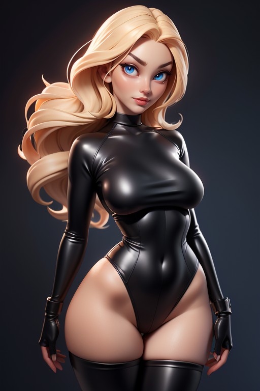 Perfect Body, Black Latex Opera Gloves That Go To Bicep, Correct Body Proportions Hentai AI Porn