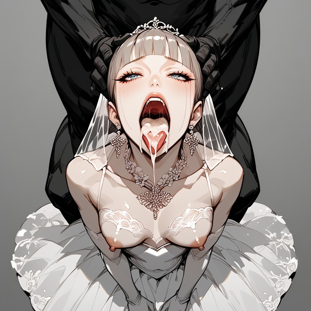 Cum Filled Mouth, Wedding Dress, Anatomically Accurate AI Porn