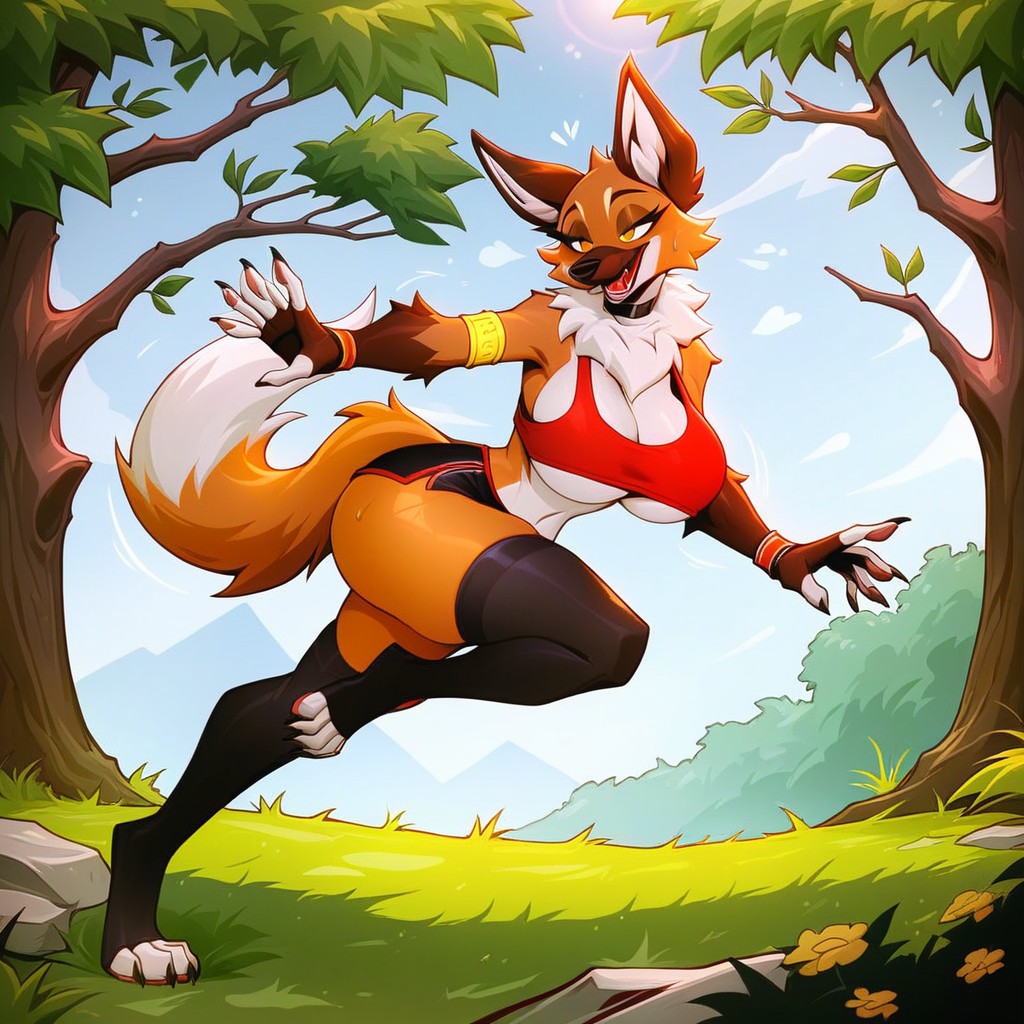 Curvy, Large Fluffy Tail, Park Furry AI Porn