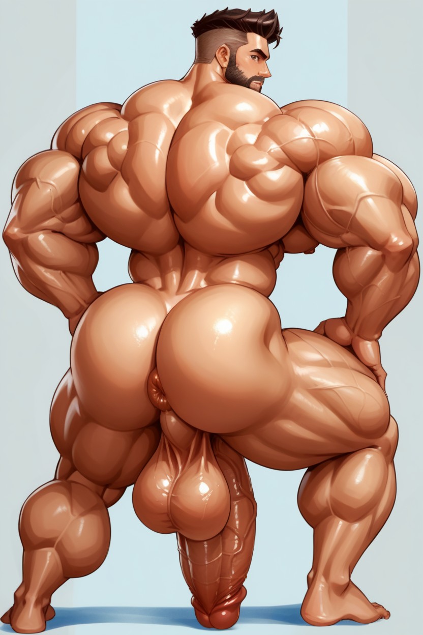 Massive Pecs, Ultra High Res, Impossibly Long Hyper Penis AI Gay Porn