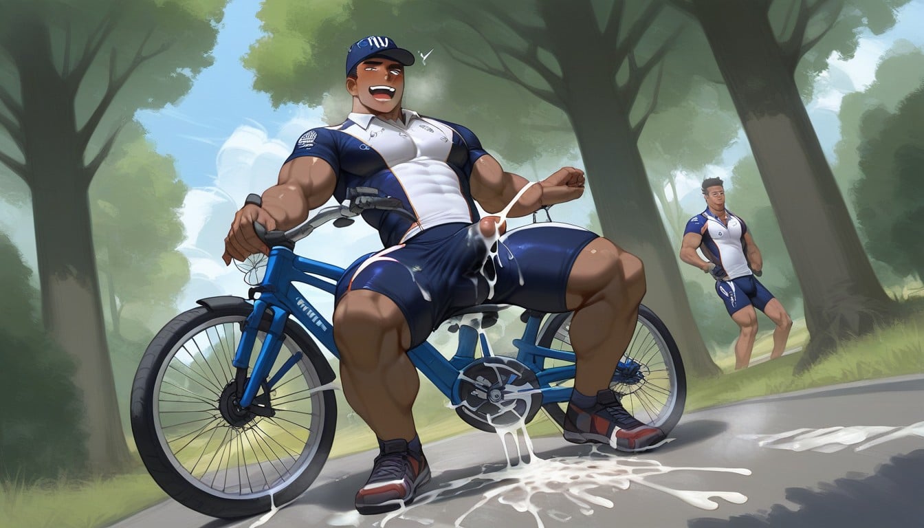 Cyclist, Cumming Hands-off, Big Cum AI Gay Porn