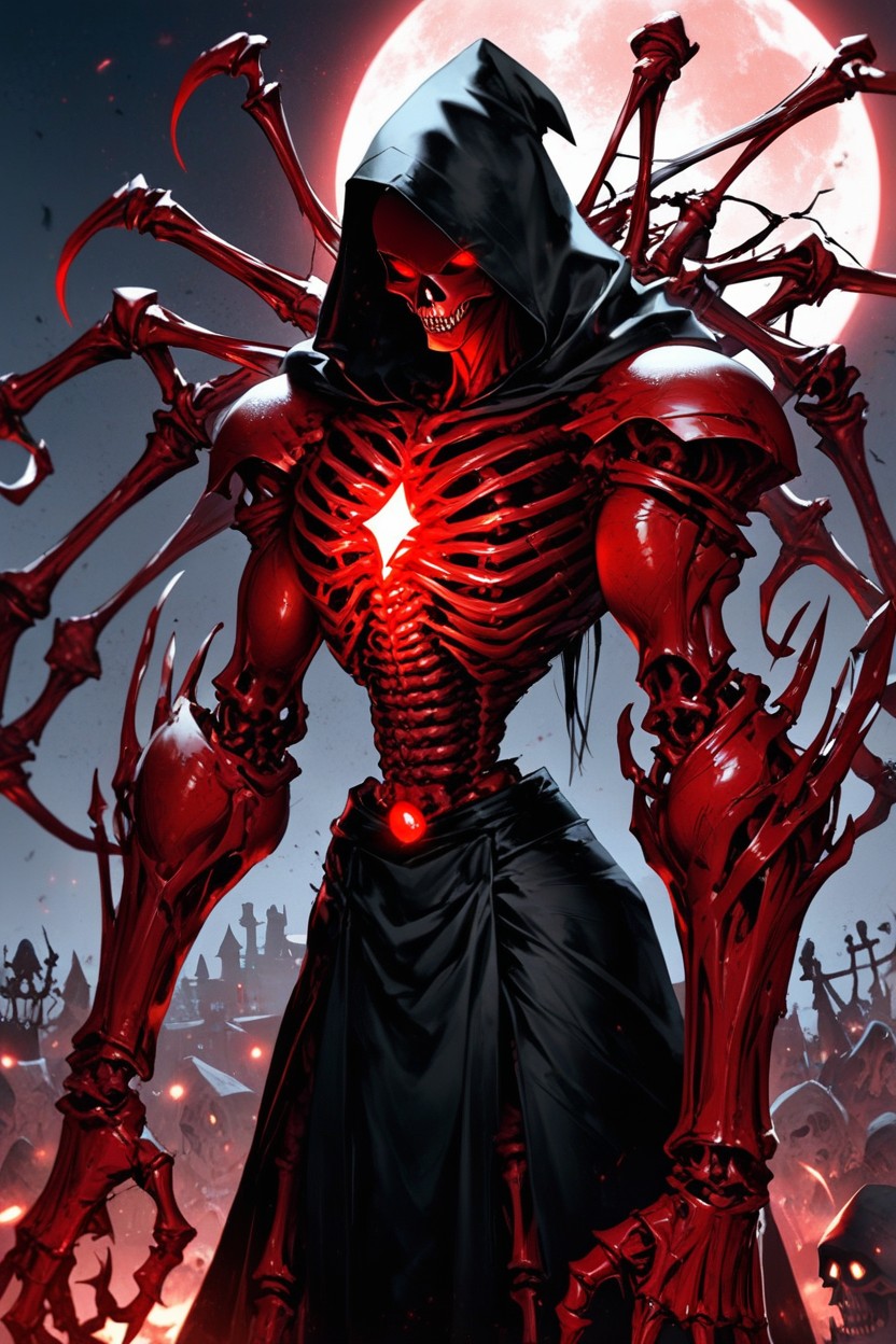 Skeleton Legs, Red Sclera, Red Lipstick Hentai AI Porn