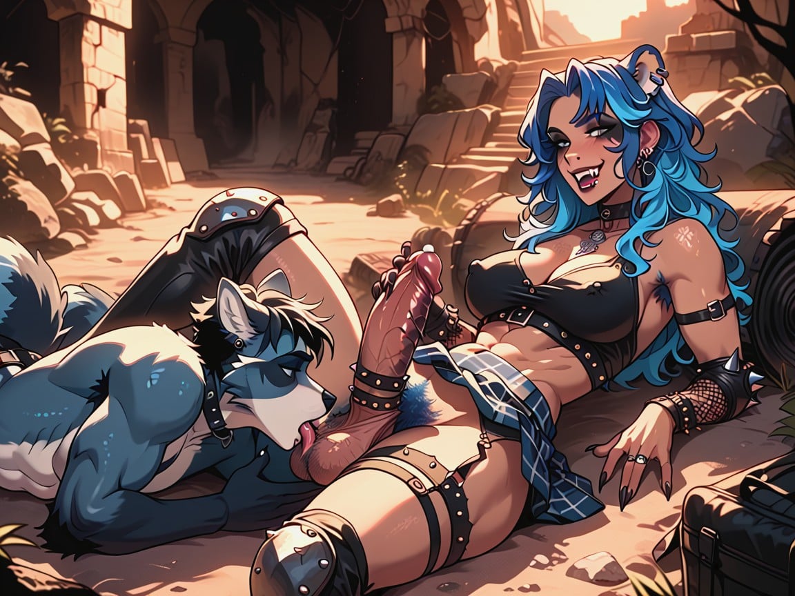 Chest Fur, Light Blue Hair, Bulge Hentai AI Porn