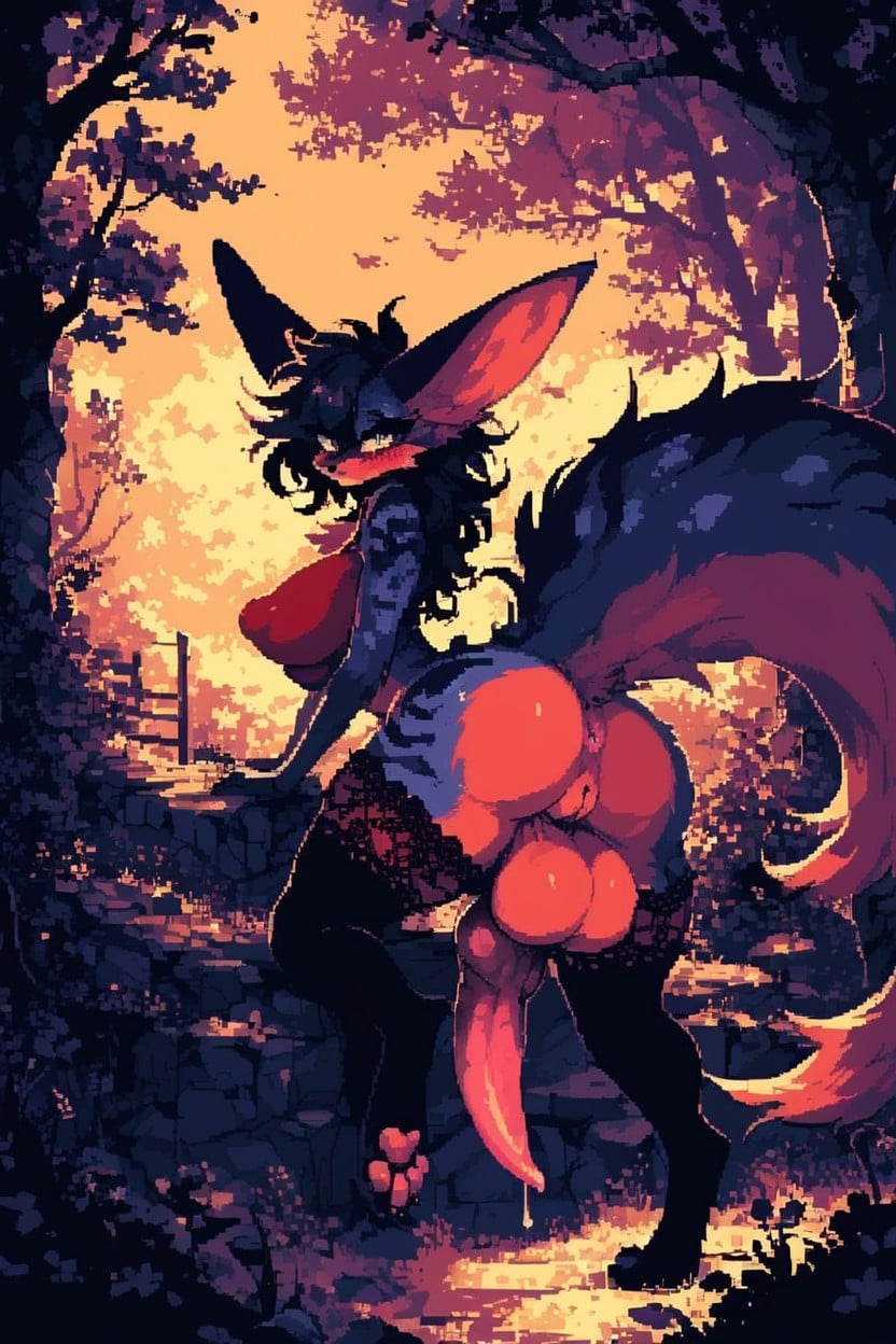 Exposed Boobs, Very Thick Penis, Medium Breasts Furry IA