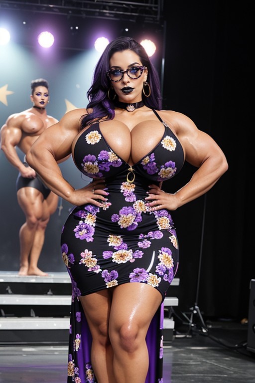 Breasts Almost Bursting Out, Steroid Thighs, Extremely Steroid Muscular Thighs AI Porn