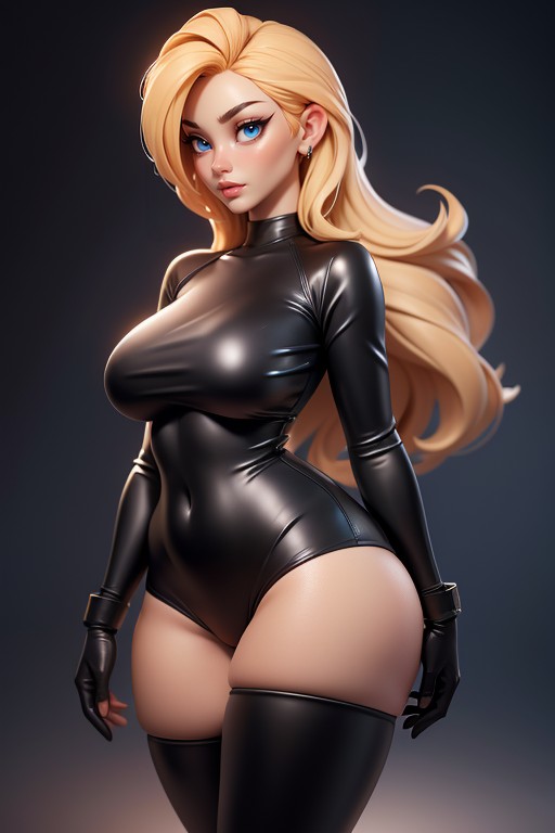 Thigh Skin Exposed, Long Black Opera Gloves, Bare Thighs Hentai AI Porn