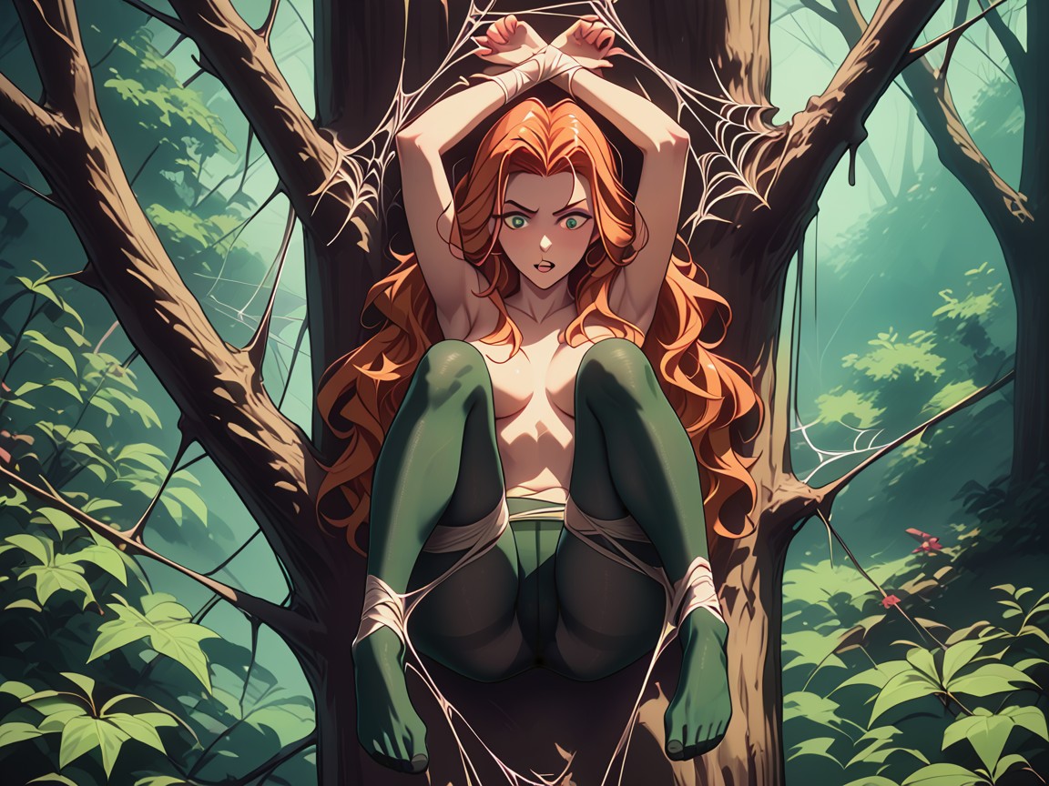 Web Around Wrists, Panicked Look, Web Around Ankles Hentai AI Porn