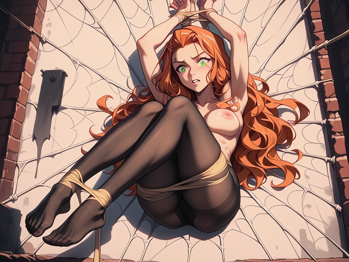 Caught In Spider Web, Webbing On Body, Shocked Hentai AI Porn