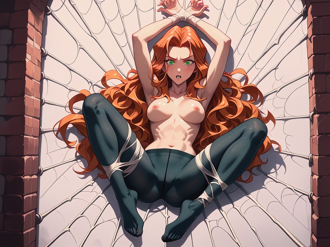 Shocked, Large Web, Symmetrical Eyes Hentai AI Porn