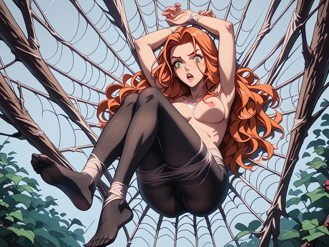 Body Covered By Spider Webbing, Full Body, Naked Except Pantyhose Hentai AI Porn