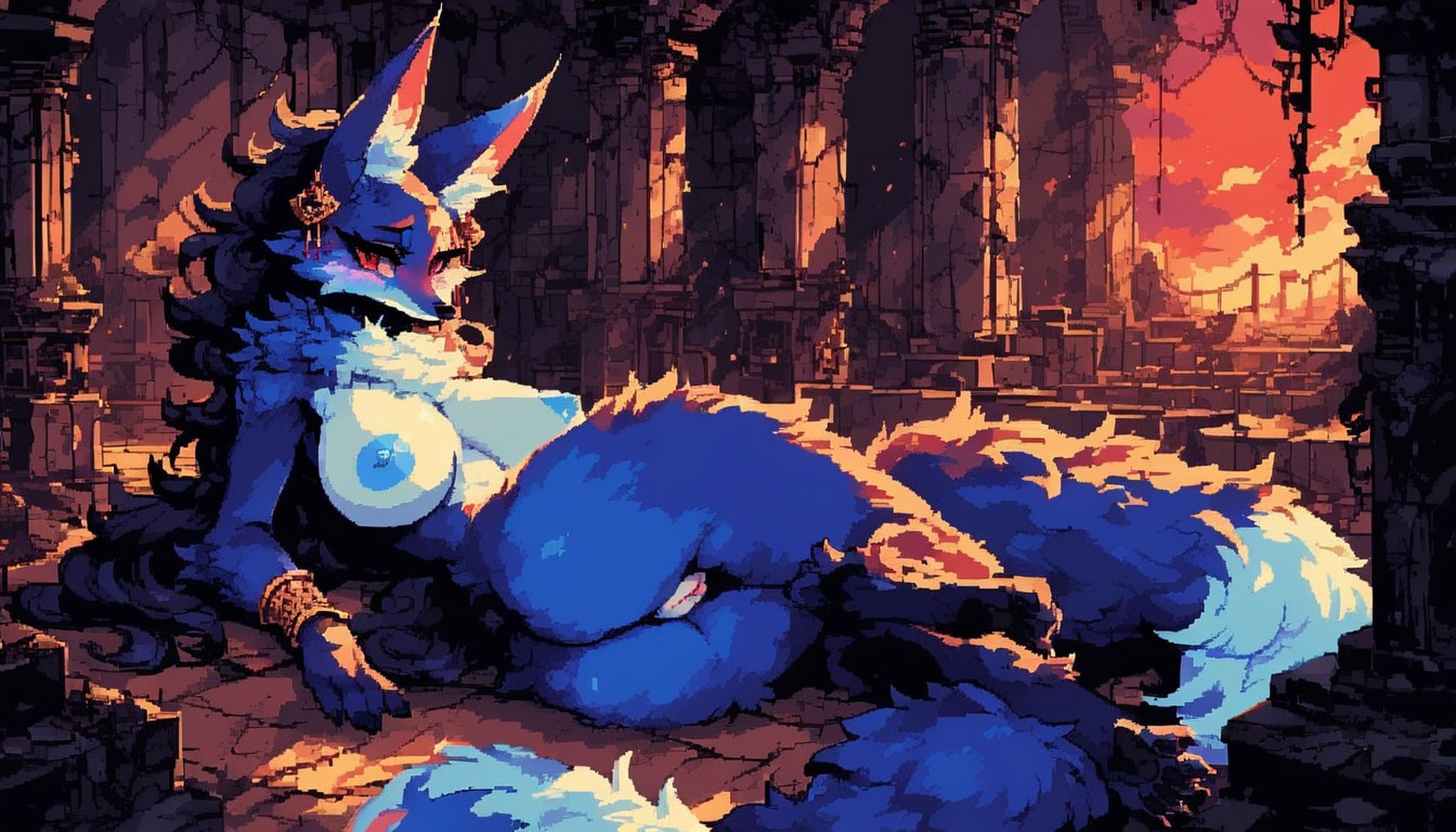 Soft Lights, Kitsune, Fluffy Ears Furry AI Porn