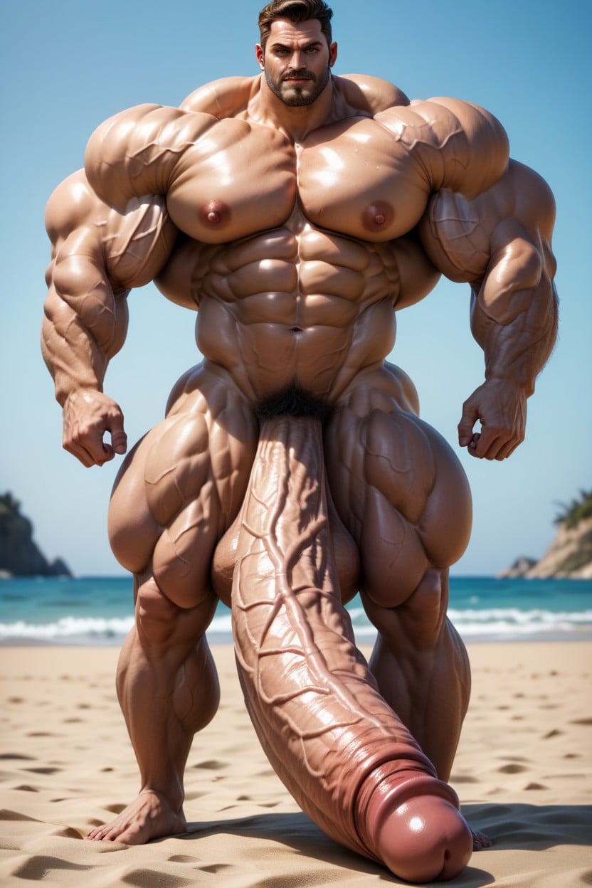 Front View, Massive Balls, Extreme Hyper Cocks AI Gay Porn