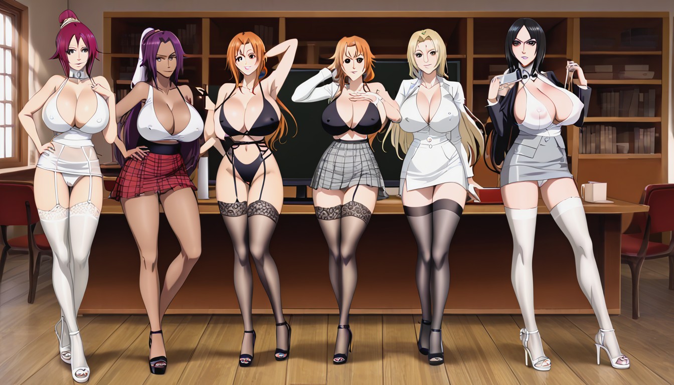 Pussy Visible, White Formal Shirt, Yoruichi Shihôin From Bleach AI Porn