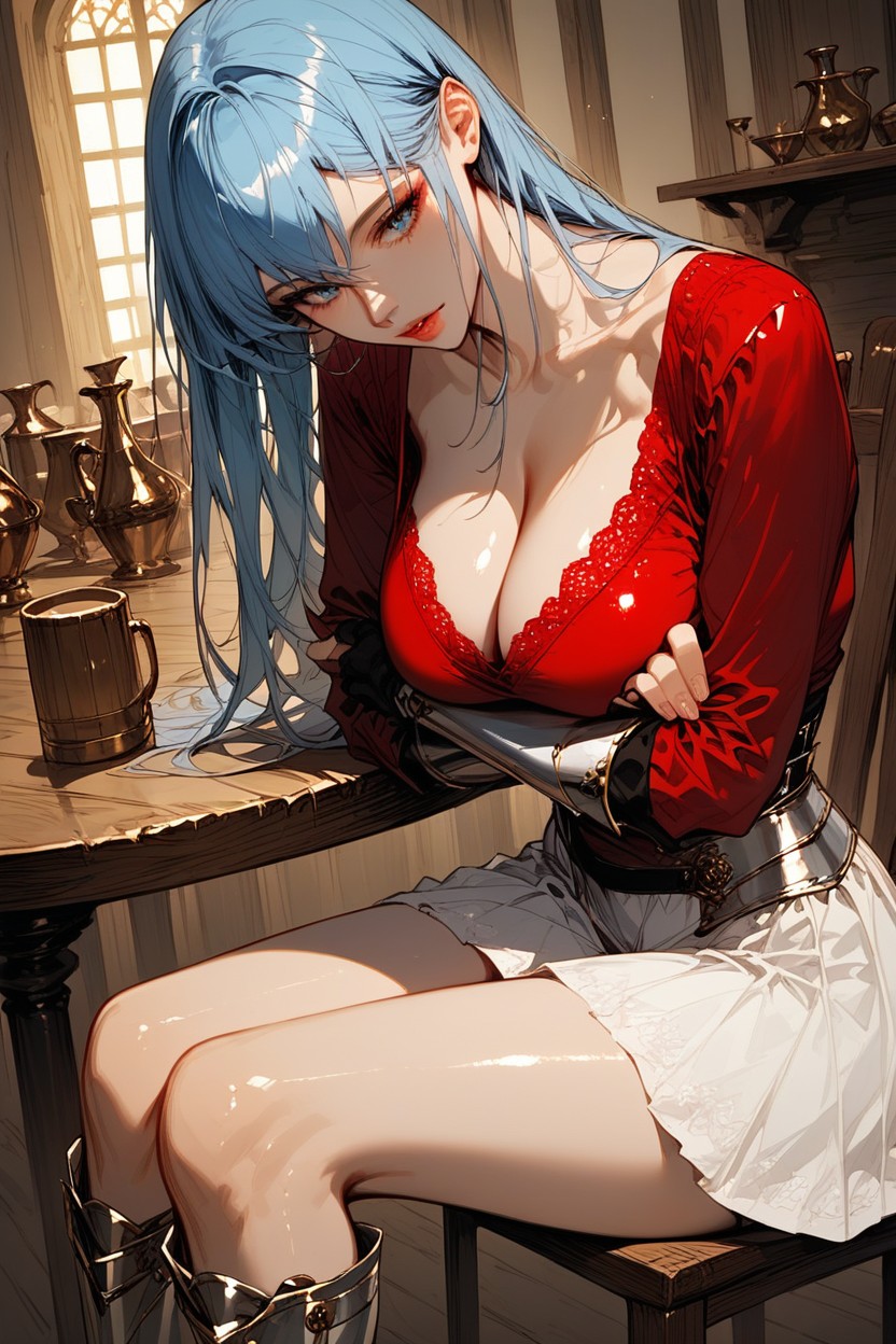 Blue Hair, White Skirt, 18+ Hentai AI Porn