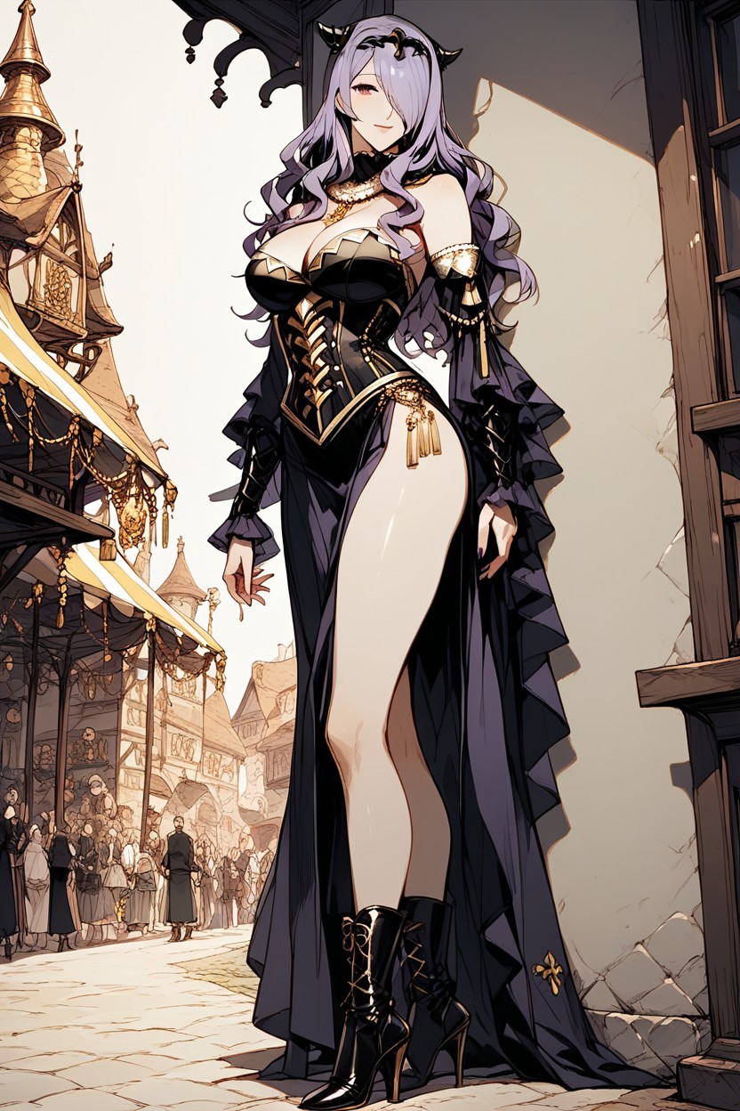 Beautiful Face, 18+, Medieval Market Hentai AI Porn