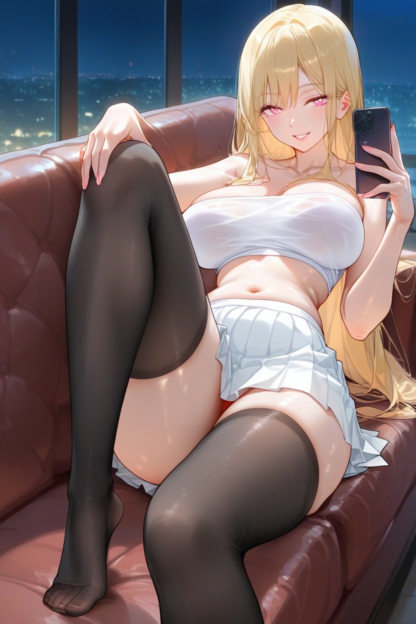 Night, Blonde, Very Beautiful Face AI Porn