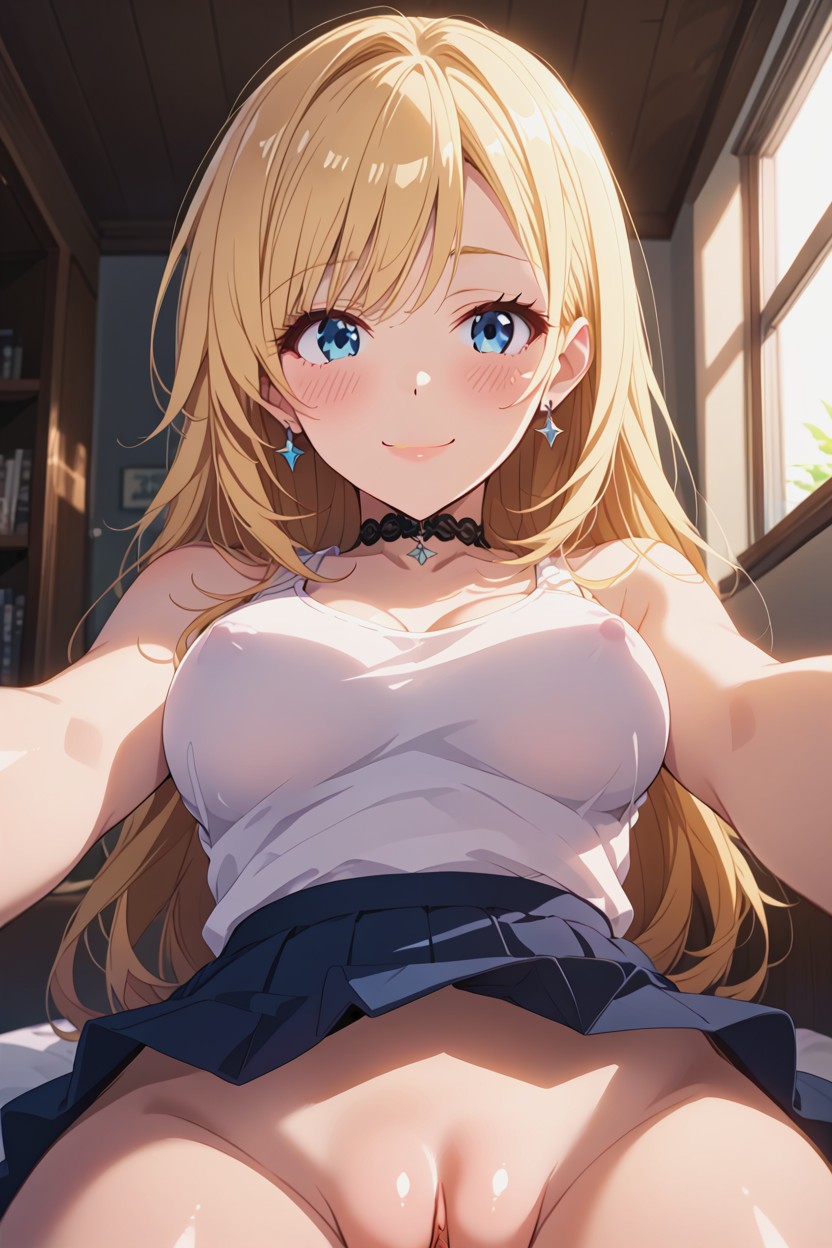 Skinny, White Shirt, Skirt AI Porn