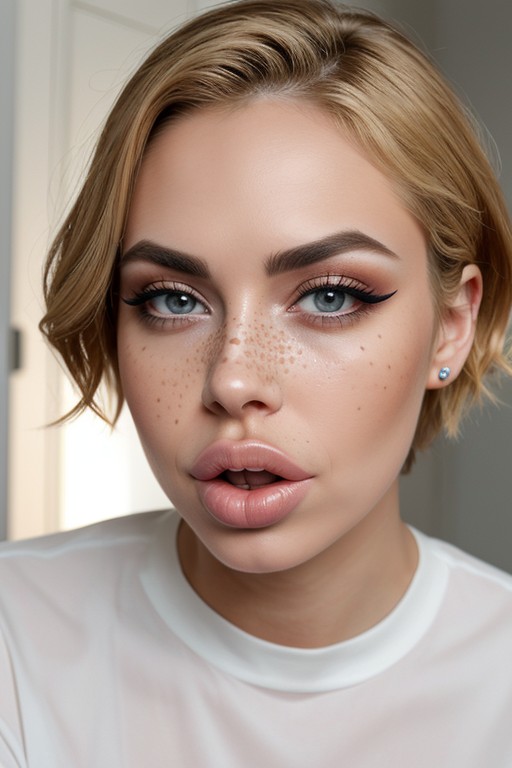 Hyper Lips, Hyper Long Eyelashes, Rim Lighting AI Porn