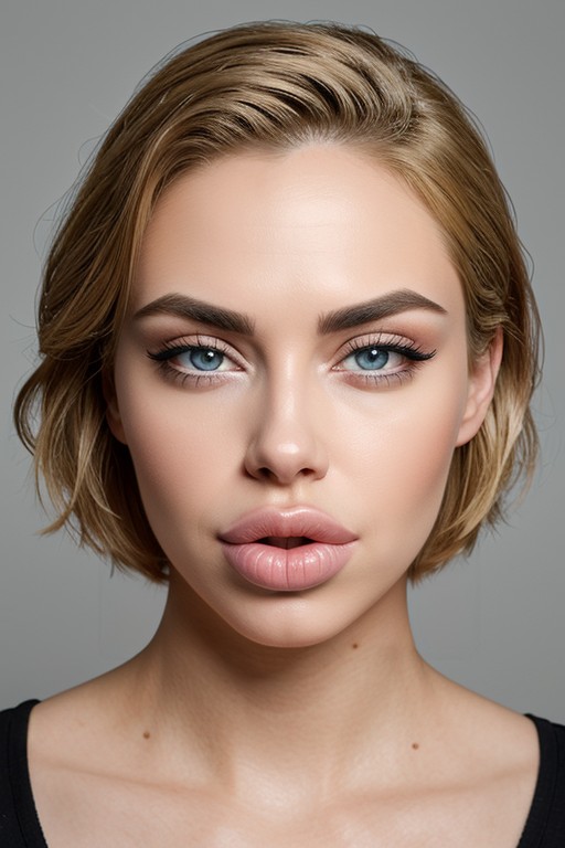 Hyper Long Eyelashes, Buzzcut, Big Mouth AI Porn