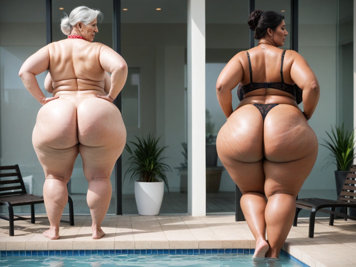 Hands On Hips, Front View, Wide Ass BBW AI Porn