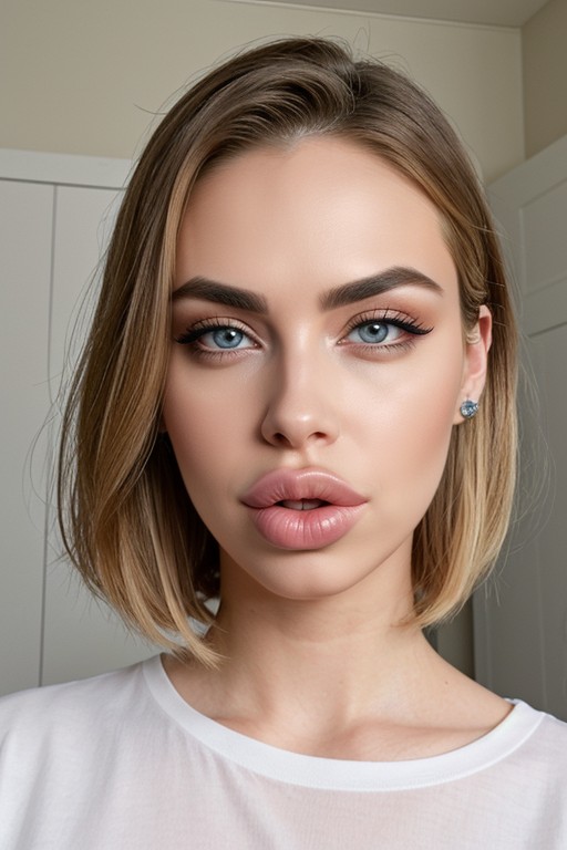 Curve Lips, Cum In Hair, Hyper Thick Eyebrows AI Porn