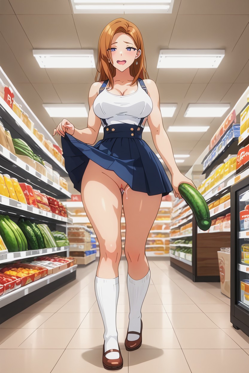 Perfect Rounded Breasts, Tight Suspenders, Raised Leg AI Porn