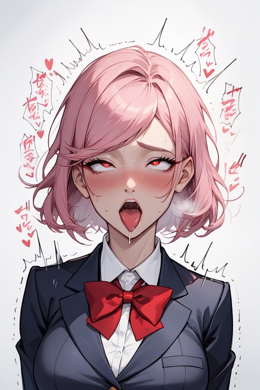 Ahegao, Navy Skirt, Medium Bob Hair Hentai AI Porn