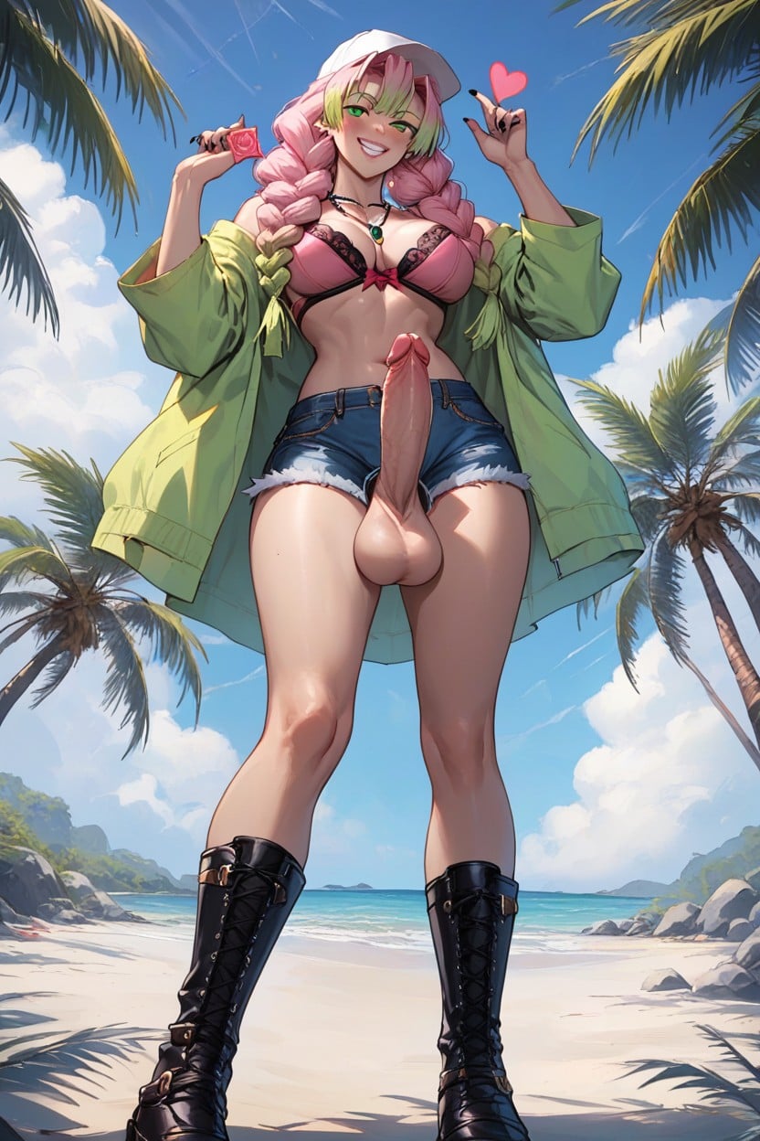 Holding Condom, Necklace, Big Balls Hentai AI Porn