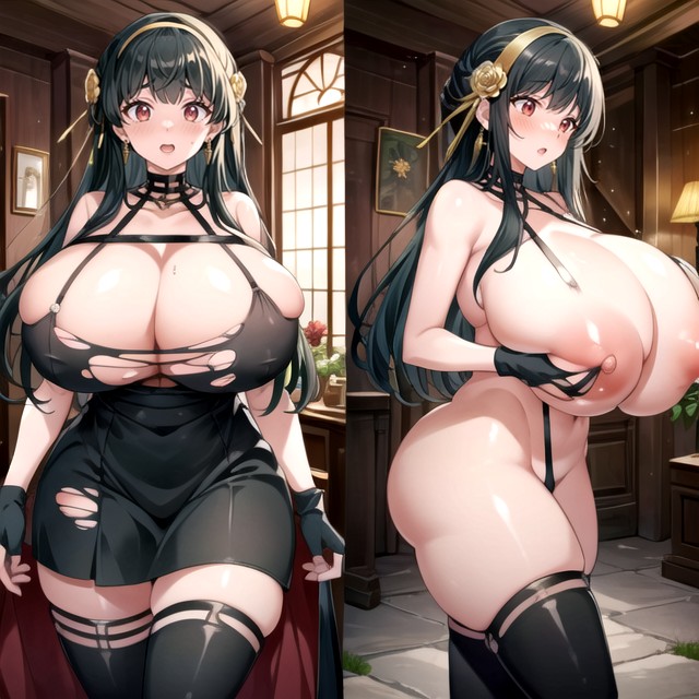 Gothic, Most Hyper Ultra Mega Busty Woman Ever To Be Seen, Thick Lines Hentai AI Porn