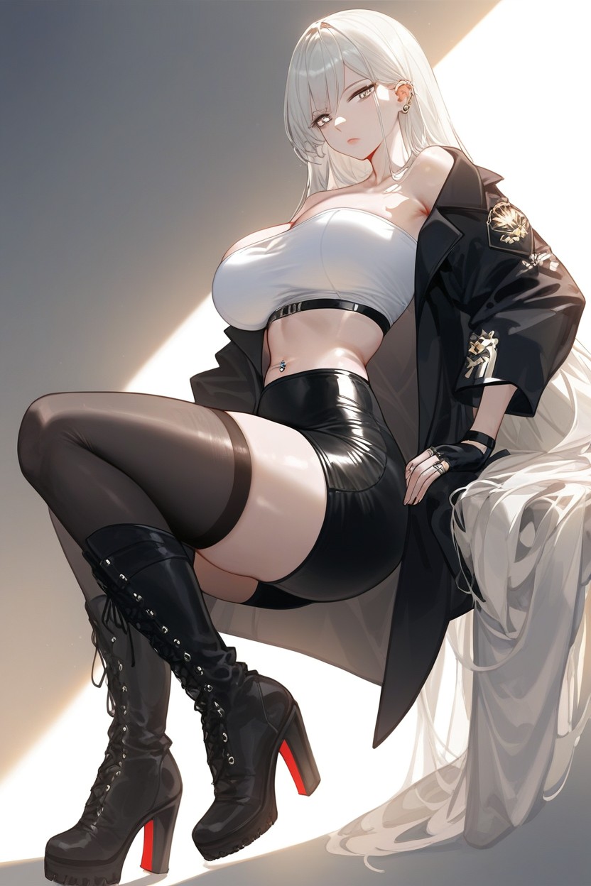 Skinny, Black Shorts, Big Breasts Hentai AI Porn
